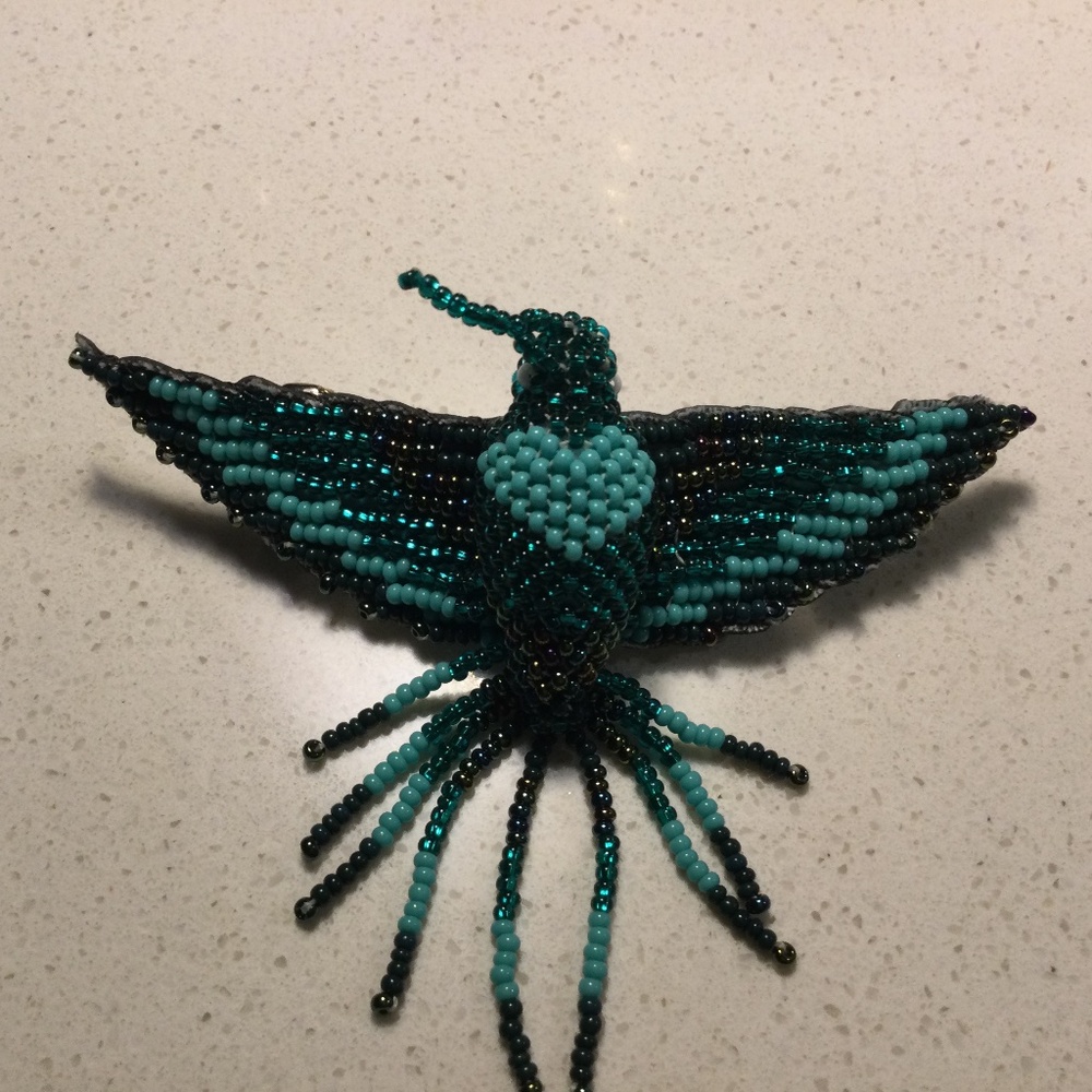 NWOT First Nations BC, Handmade beaded, “ Hummingbird,” clasp/broach.
